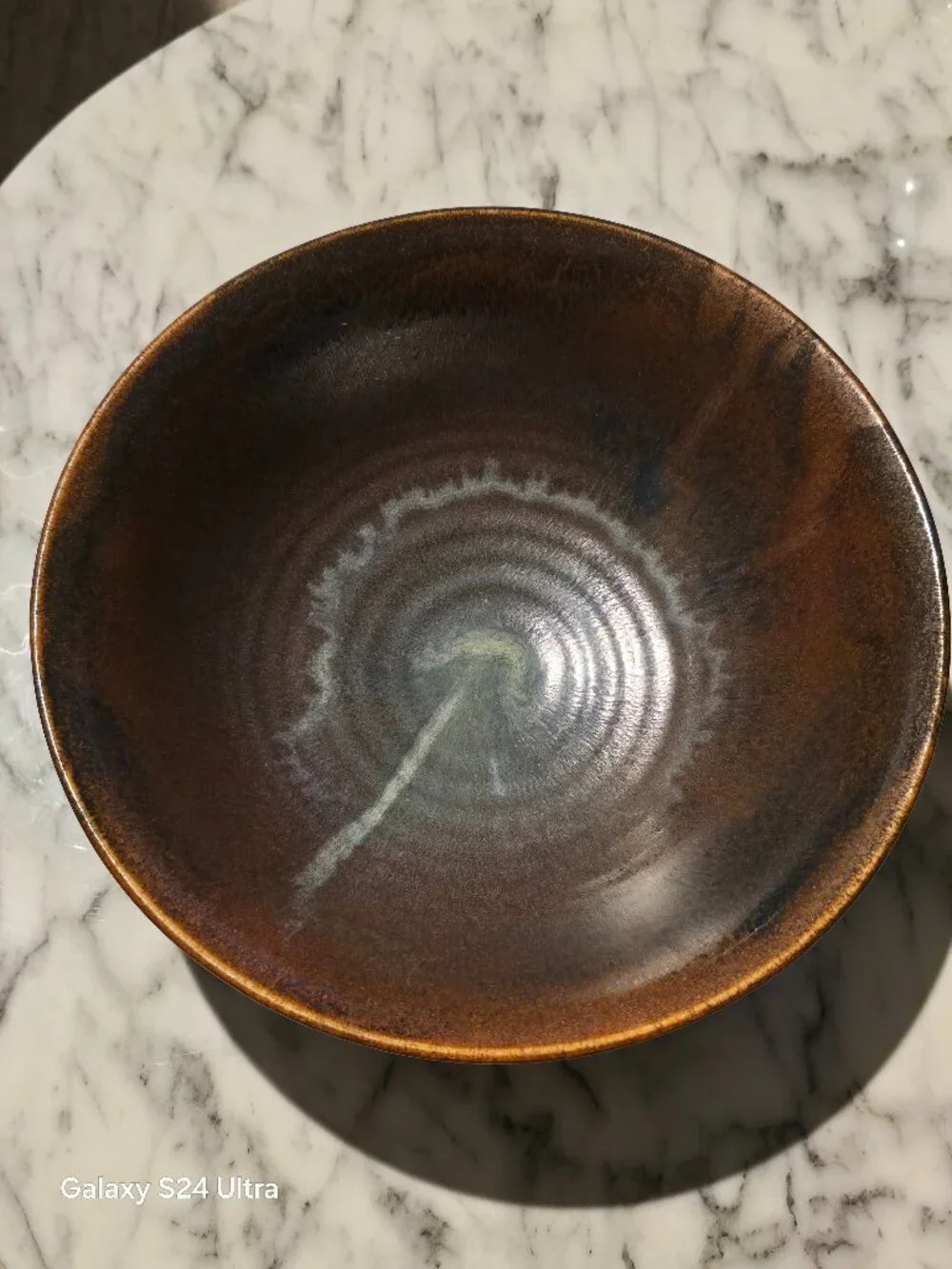 Vintage Handmade Studio Pottery Bowl with Tenmoku-style Glaze.